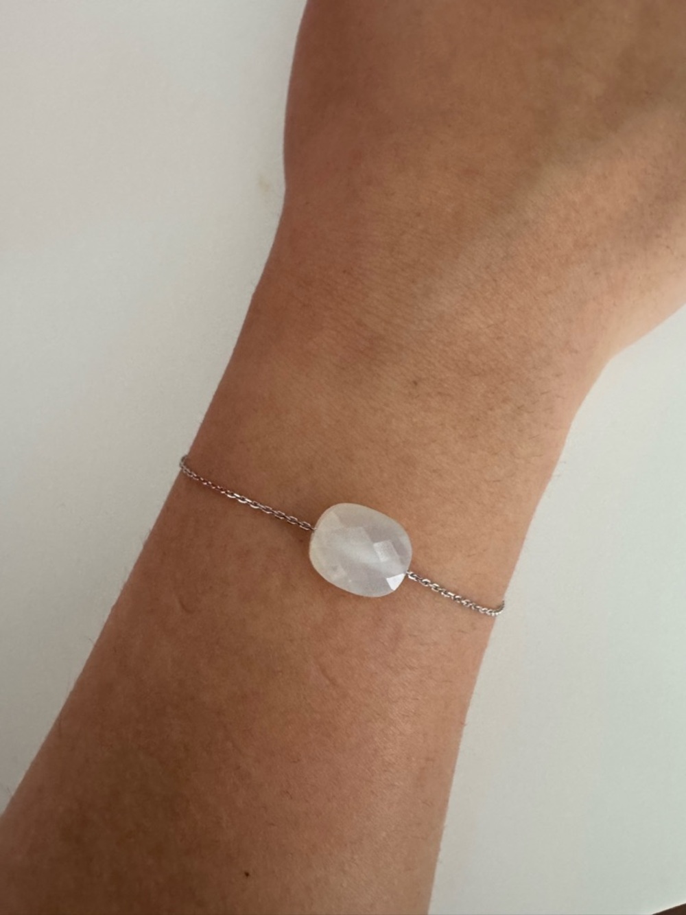 Morganne Bello white gold Bracelet with White Faceted Stone